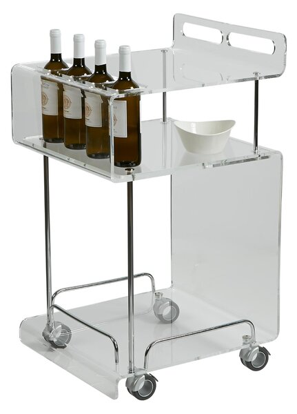 Carrello portavivande da cucina Multifunzione in Cristallo acrilico ONDINA 50x52xh90 cm con ruote piroettanti colore trasparente