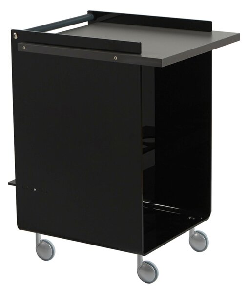 Carrello Cucina Portavivande in Struttura in Metacrilato NERO 63x50xh80 cm AMBROGIO ruote anti graffio con ripiani in legno di acero, Grigio Pietra