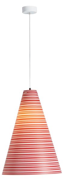 Sospensione con paralume conico in Sandylex �40xh60 cm, con stampa geometrica rosso