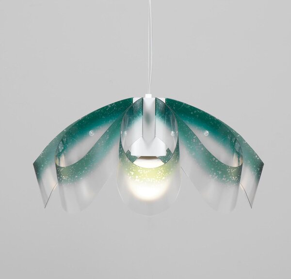 Lampadario a sospensione diametro 55xh28 cm con paralume in petali di policarbonato antiriflesso Flo Verde