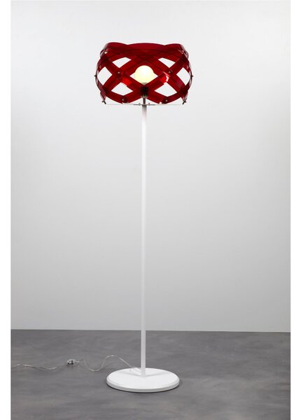 Lampada da Terra diametro 53xh187 cm con paralume in metacrilato Nuclea Rosso Trasparente