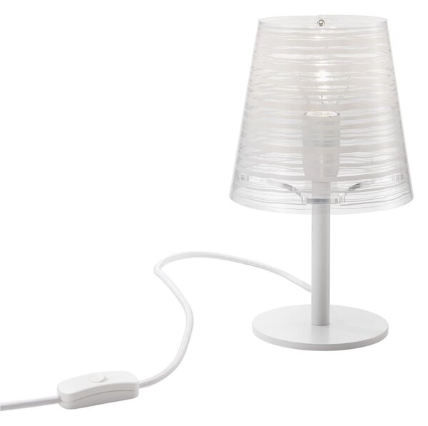 Lampada da tavolo Abatjour con Paralume in policarbonato PIXI diametro 16x16x h28 cm con paralume in policarbonato stampato Bianco