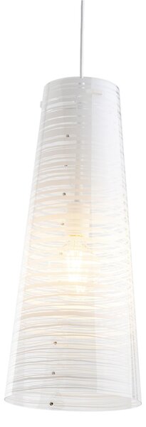 Sospensione con paralume conico PIXI �25xh60 cm in policarbonato Stampato trasparente Bianco