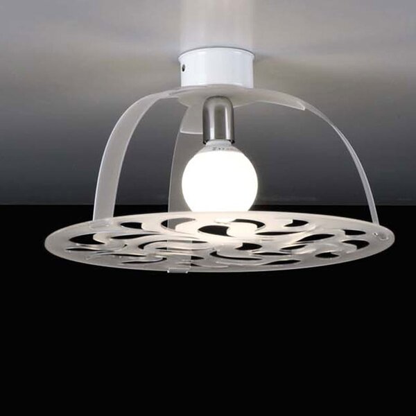 Plafoniera in metacrilato diametro 48xh26 cm sagoma circolare traforata decoro simil cashmere 1xE27 Max 25W