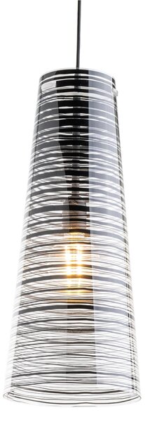 Sospensione con paralume conico PIXI �25xh60 cm in policarbonato Stampato trasparente Nero