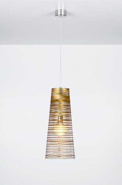 Sospensione con paralume conico PIXI �25xh60 cm in policarbonato trasparente Oro