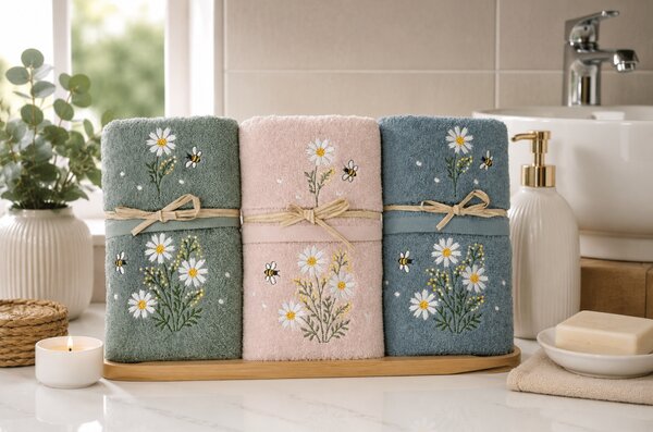 Set regalo di asciugamani Prato primaverile 40x60 cm + 50x100 cm