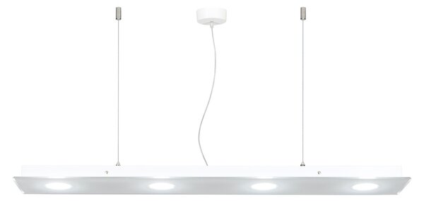 Sospensione rettangolare da soffitto in metacrilato 4 Luci DOMINO 120x20xh6,5 cm bicolore bianco trasparente