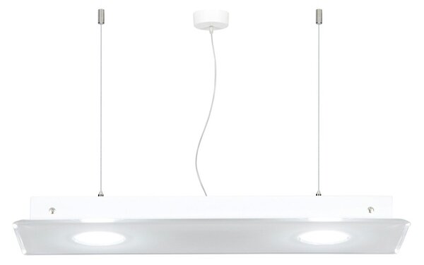 Sospensione rettangolare da soffitto in metacrilato 2 Luci DOMINO 60x20xh6,5 cm bicolore bianco trasparente