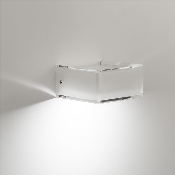 Applique 1 Luce in cristallo acrilico DOMINO 14x13x h 7 cm IP 20 Attacco GX53-1 bicolore bianco trasparente