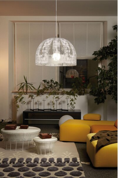 Lampada a sospensione CUPOLONE �60xh42 cm con paralume in policarbonato antiriflesso Bianco