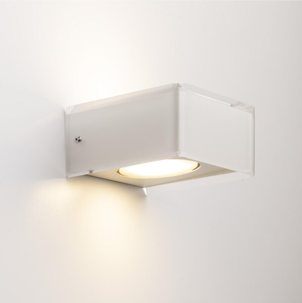 Applique 2 Luci in cristallo acrilico DOMINO 14x13x h 7 cm IP 20 Attacco GX53-1 bicolore bianco trasparente
