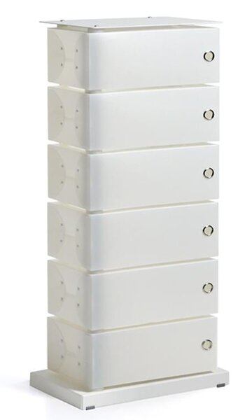 Scarpiera Fluida WHITE 6 Cassetti 41x25.5h104 in polipropilente bianco Perla