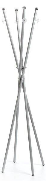 Appendiabiti richiudibile diametro 40xh180 cm Ikebana in metallo verniciato con polveri epossidiche Alluminio, pomelli bianco satinato