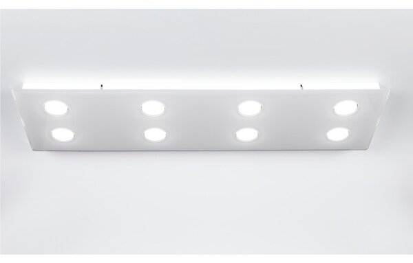 Plafoniera quadrata da soffitto in metacrilato 8 Luci DOMINO 120x35xh16,5 cm bicolore bianco trasparente