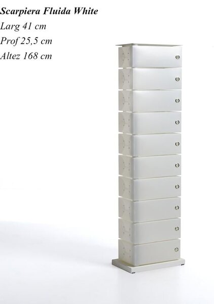 Scarpiera Fluida White 10 Cassetti 41x25.5h168 in polipropilente bianco Perla