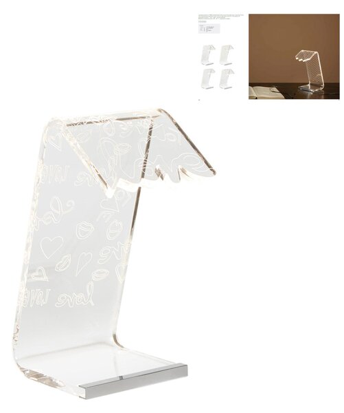 Lampada da Tavolo in polimetalcrilato corpo illuminante a LED 12x18x26 h cm -led 2 W - 24 volt incisioni Love
