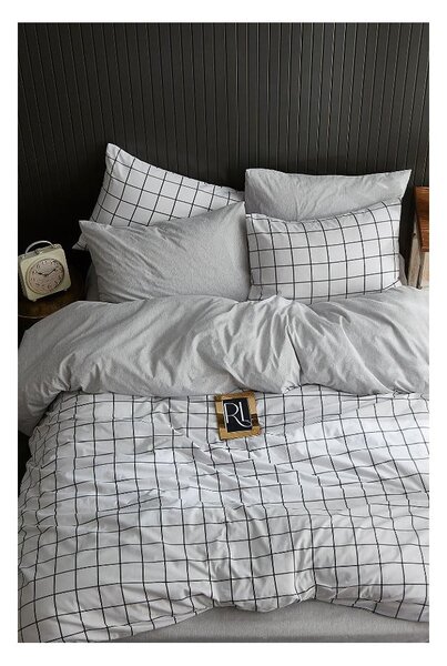 Biancheria da letto matrimoniale bianca con lenzuolo 200x220 cm Geometric - Mila Home