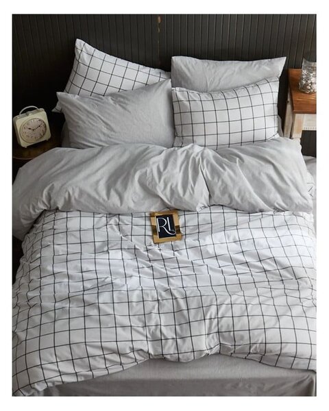 Biancheria da letto matrimoniale bianca con lenzuolo 200x220 cm Geometric - Mila Home
