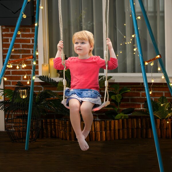 Outsunny Altalena per Bambini 9-36 Mesi, Sicura in PP e PE, Corda Regolabile, Luci LED per Giochi Notturni, 39x16.5x120-180 cm, Bianco|Aosom