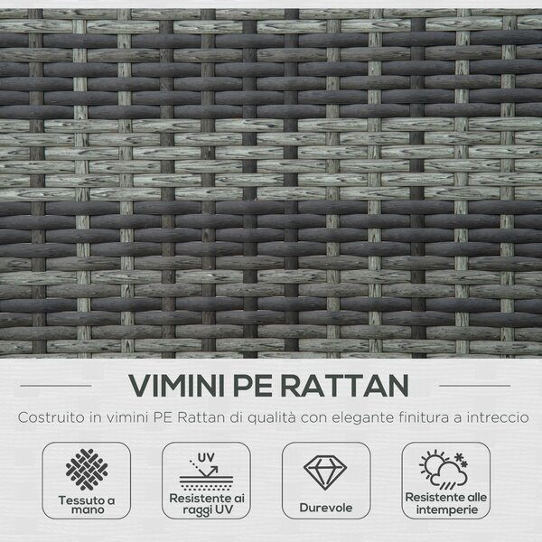 Outsunny Lettino da Giardino a 2 Posti, Sdraio in Acciaio e Rattan, Schienale Regolabile, 196 x 120 x 28cm Grigio|Aosom