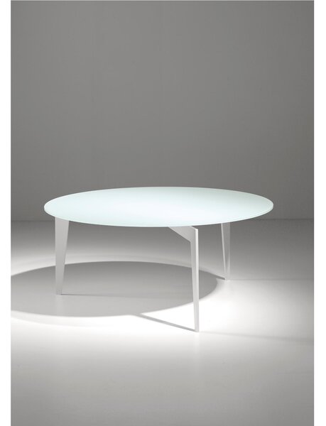 Tavolino tondo ripiano in vetro acidato diametro 80xh36cm NORDIC