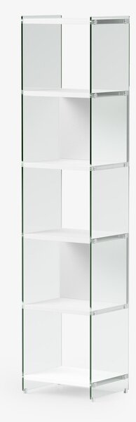 Libreria componibile Byblos da cm.45 - fianco alto 202 cm 45x36xh202 cm ripiani in laminato Bianco opaco fianchi in vetro Trasparente