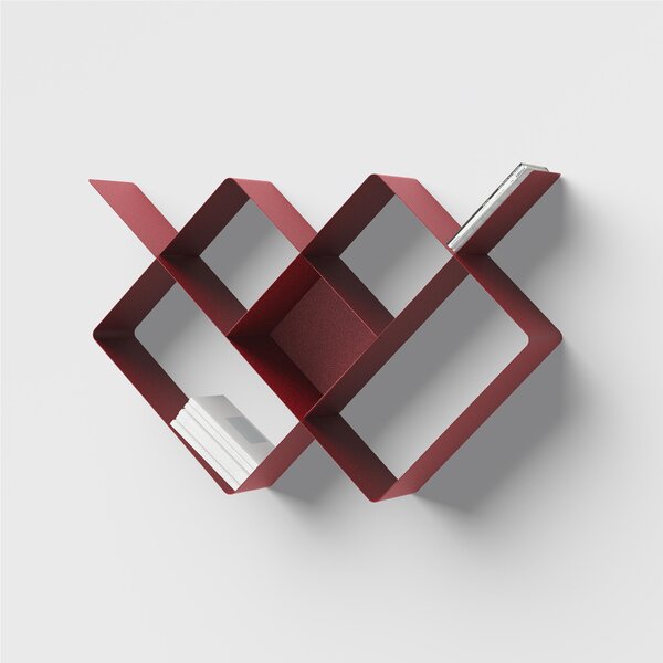 Libreria componibile MONDRIAN in alluminio e acciaio verniciati 118xh118 cm elemento 22 elemento 22 Marsala Sabl� fondo Marsala Sabl� elemento 25 Marsala Sabl�