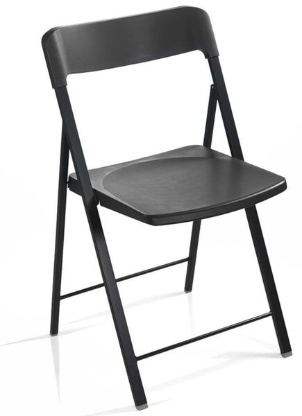 Sedia pieghevole richiudibile ZETA Altezza seduta 45 cm con struttura Alluminio COLORE ARDESIA. chiusa ingombra solo 5 cm seduta e schienale in plastica Ardesia