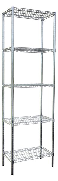 Scaffale cromato con 5 ripiani cromato in kit 60x60xh200 cm - peso 21 kg diametro montante 2,6 cmCromo