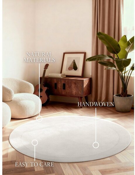 Tappeto rotondo color crema in misto lana tessuto a mano ø 150 cm Kivi – Villeroy&Boch