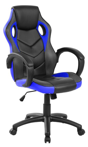 Poltrona Gaming modello Racer Pro gioco, computer ufficio in similpelle con altezza seduta regolabile 46-56 cm nera e blu
