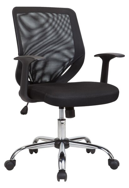 Sedia operativa con braccioli, nero, TUCSON per casa ed ufficio 54x60xh90-max 98 cm ruote piroettanti