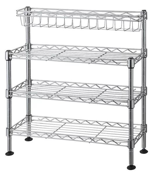 Scaffale Portaoggetti 3 ripiani pi� portaoggetti superiore 45x15xh47 cm Cromo