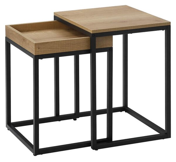 Tavolino Da Salotto - Leobert - Marrone Miele/Nero - 45 X 40 X 55 Cm