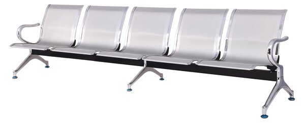 Panca di attesa INDOOR 5 posti in acciaio microforato grigio Dimensioni 293x68 h78 cm Peso kg 45 in acciaio microforato con trattamento antiruggine colore Grigio