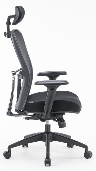 Poltrona Operativa con braccioli a rete mod. Pasadena con sistema di elevazione a Gas 65x70xh103 min 114 max peso 24 certificata UNI-EN1335-1-2 colore nero