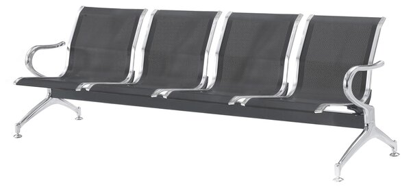 Panca di attesa INDOOR 4 posti in acciaio microforato grigio Dimensioni 236x68 h78 cm Peso kg 38 in acciaio microforato con trattamento antiruggine colore Nero