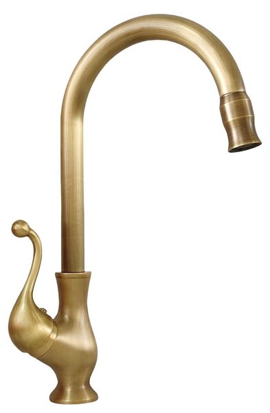 Rubinetto da cucina in ottone anticato, miscelatore con bocchetta girevole a 360°