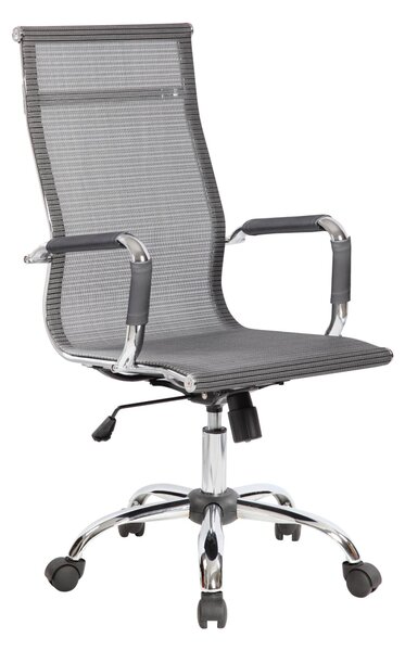Poltrona presidenziale con braccioli Dallas 54x63xh106-max116 cm -Peso 13,1 kg rivestimento in tecnica traspirante rete grigio