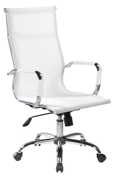 Poltrona presidenziale con braccioli Dallas 54x63xh106-max116 cm -Peso 13,1 kg rivestimento in tecnica traspirante rete bianca