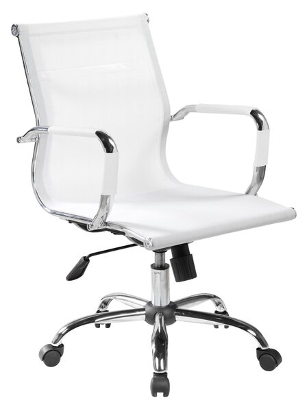 Poltrona direzionale con braccioli Dallas 54x62xh92-max102 cm -Peso 12,2 kg rivestimento in tecnica traspirante rete bianco