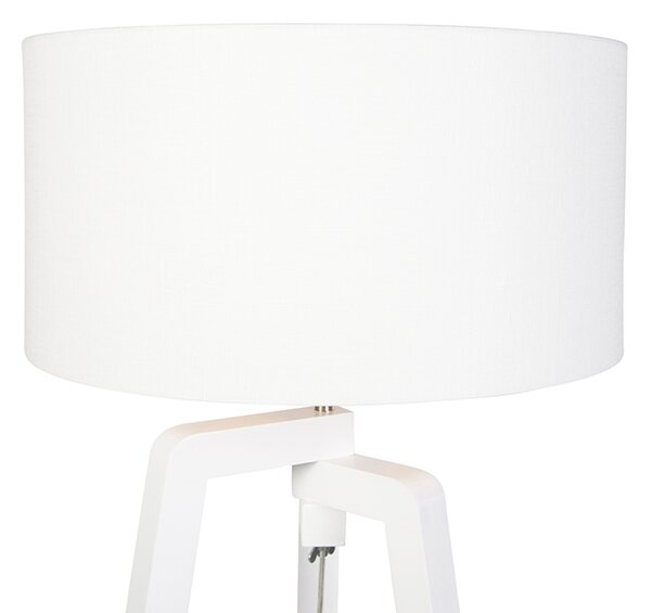 Lampada da terra legno bianco paralume bianco 50 cm - PUROS