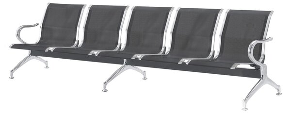 Panca di attesa INDOOR 5 posti in acciaio microforato grigio Dimensioni 293x68 h78 cm Peso kg 45 in acciaio microforato con trattamento antiruggine colore Nero