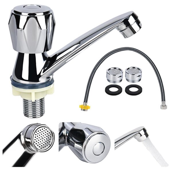 Miscelatore monocomando per lavabo, solo acqua fredda, cromato, lunghezza 60 cm, con tubo