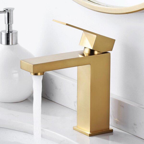 Miscelatore per lavabo, acciaio inossidabile, finitura dorata, modello "Golden", installazione monoblocco
