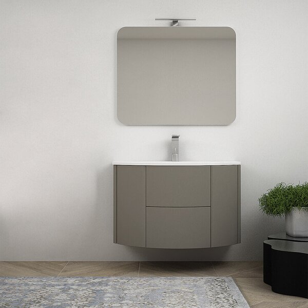 Mobile da bagno Nairobi 90 sospeso tondo Grigio talpa senza specchio e senza colonna