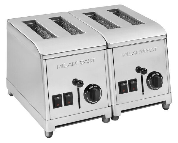 Tostafette a 4 Pinze Milan Toast in acciaio inossidabile 37x30xh22 cm ideale per sandwiches fino a 160 fette/h Con timer di regolazione inox