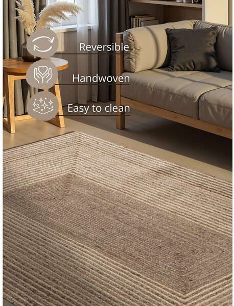 Tappeto colore naturale chiaro/colore naturale scuro in iuta reversibile/tessuto a mano 120x170 cm Juno – Hanse Home