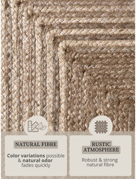 Tappeto colore naturale chiaro/colore naturale scuro in iuta reversibile/tessuto a mano 120x170 cm Juno – Hanse Home